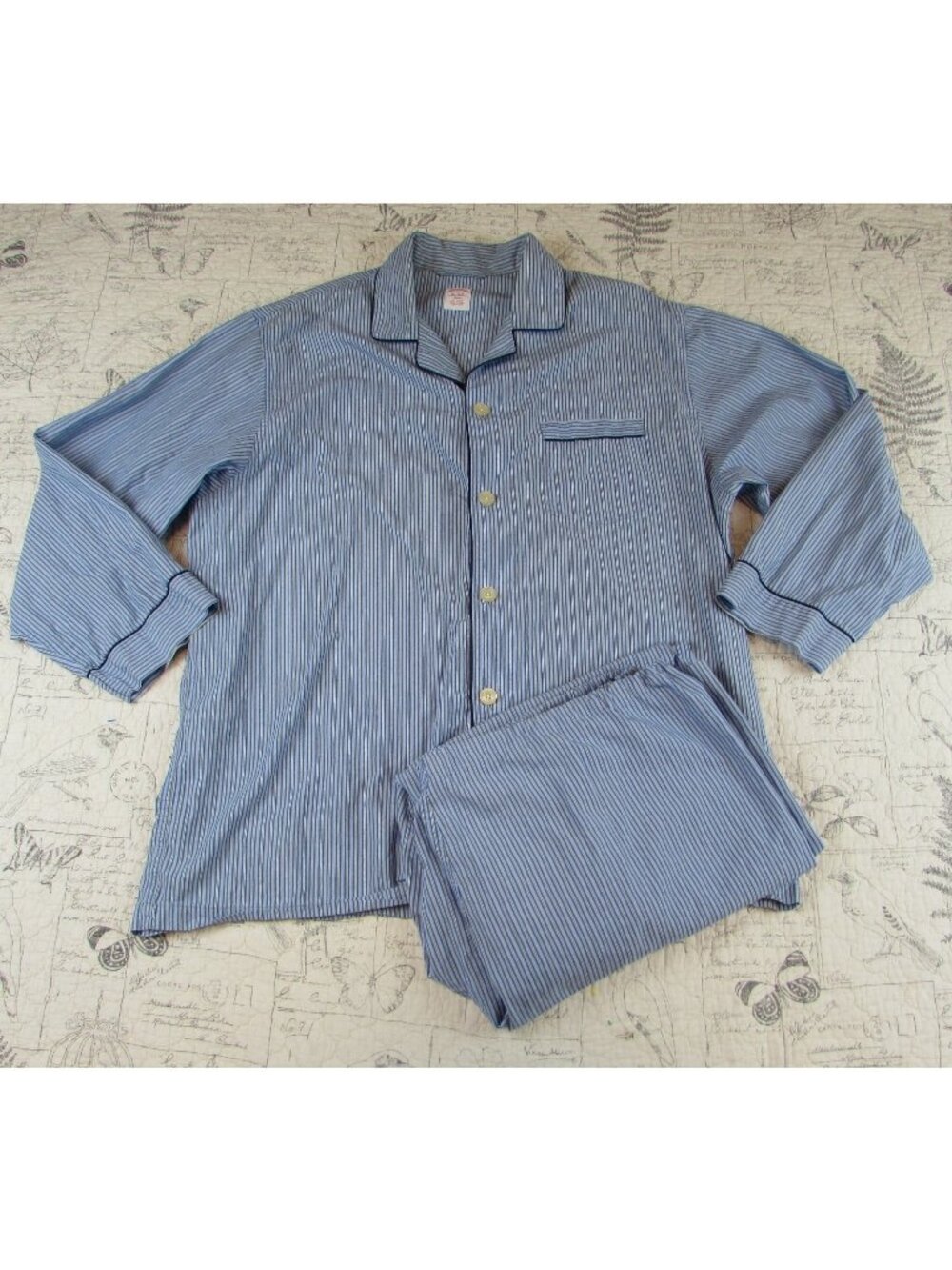 EUC Brooks Brothers Men’s 100% Cotton Classic Stripe Pajama Set Blues Mens XL